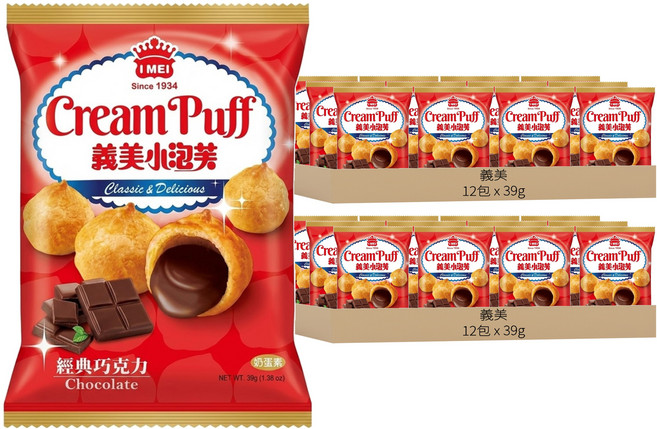 義美 小泡芙 經典巧克力, 39g, 24包