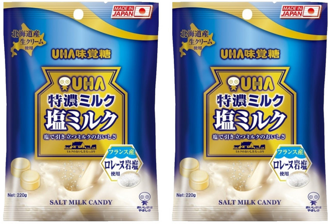 UHA 味覺糖 鹽味牛奶糖 220g 法國產洛雷岩鹽使用 北海道產生奶油使用, 2袋