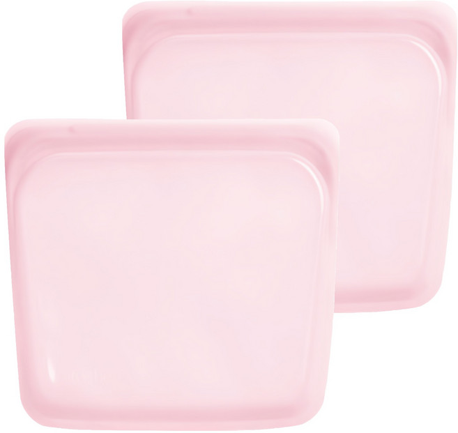 stasher 方形矽膠密封袋 粉紅色, 19.05 x 17.78 x 2.54cm, 2個, 1入