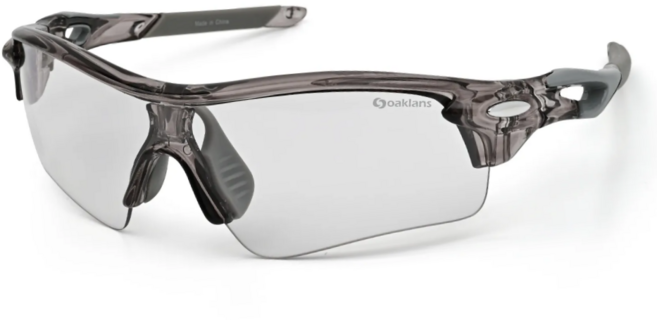 오클랜즈 스포츠 선글라스 Q320, 1개, 투명그레이프레임 + 변색렌즈