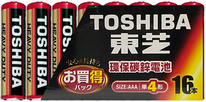 TOSHIBA 東芝 環保碳鋅電池 紅色 4號, 16個, 1組