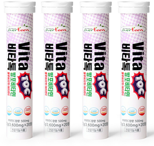 에버틴 비타톡 발포비타민 블루베리맛, 20정, 4개