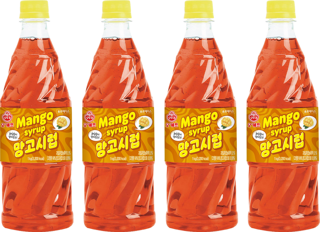 오쉐프 망고시럽, 4개, 1kg