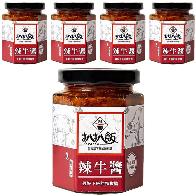 扒扒飯 辣牛醬, 180g, 5瓶