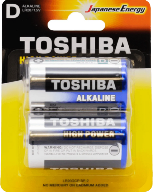 TOSHIBA 東芝 鹼性電池 1號 LR20GCP, 2個裝, 1組