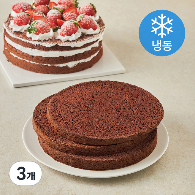 장가네제과 수제 초코 케이크시트 3호 (냉동), 400g, 3개