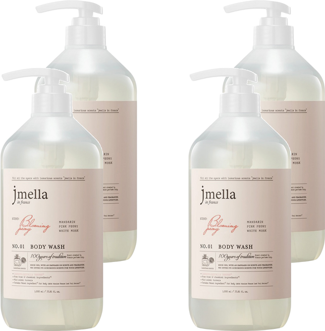 jmella 法式漫舞香水沐浴乳 Blooming Peony, 1L, 4瓶