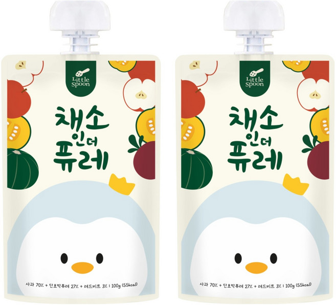 리틀스푼 채소인더퓨레, 혼합맛(사과/단호박/비트), 2개, 100g