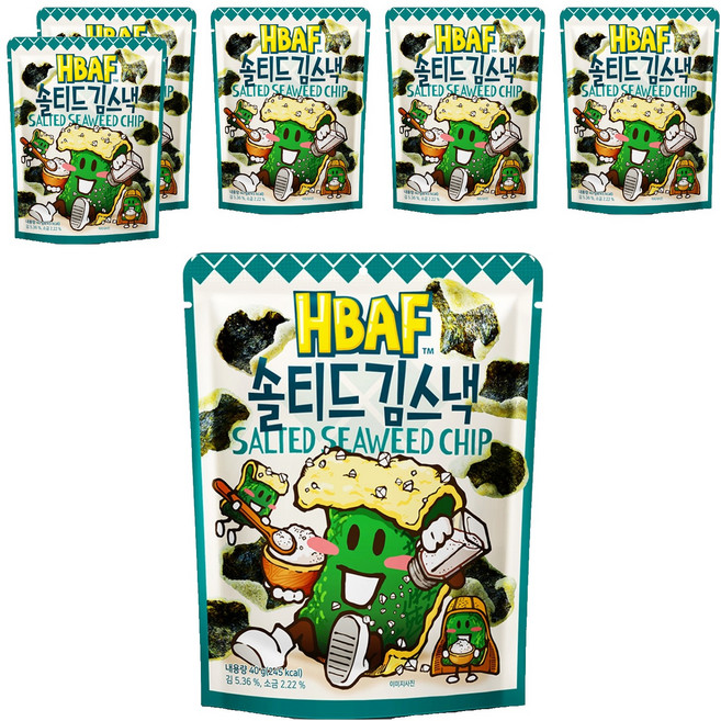 바프 솔티드 김스낵, 40g, 6개
