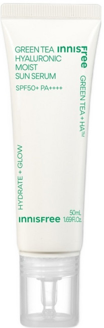 INNISFREE 台灣公司貨 綠茶玻尿酸保濕防曬精華 SPF50+ PA++++, 50ml, 1條