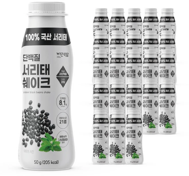 비단식당 한끼식사 단백질 서리태쉐이크, 50g, 24개 - 쿠팡