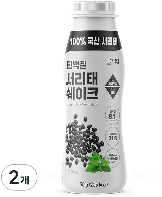 비단식당 한끼식사 단백질 서리태쉐이크, 50g, 2개