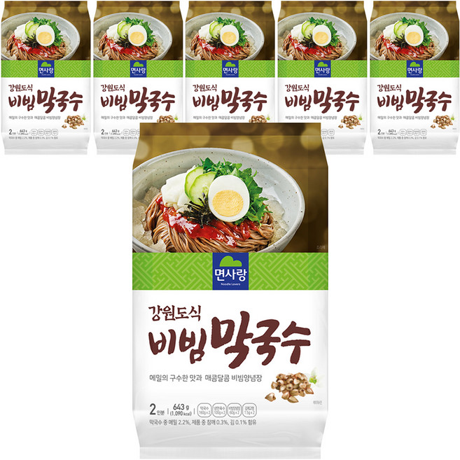 면사랑 강원도식 비빔 막국수 2인분, 643g, 6개