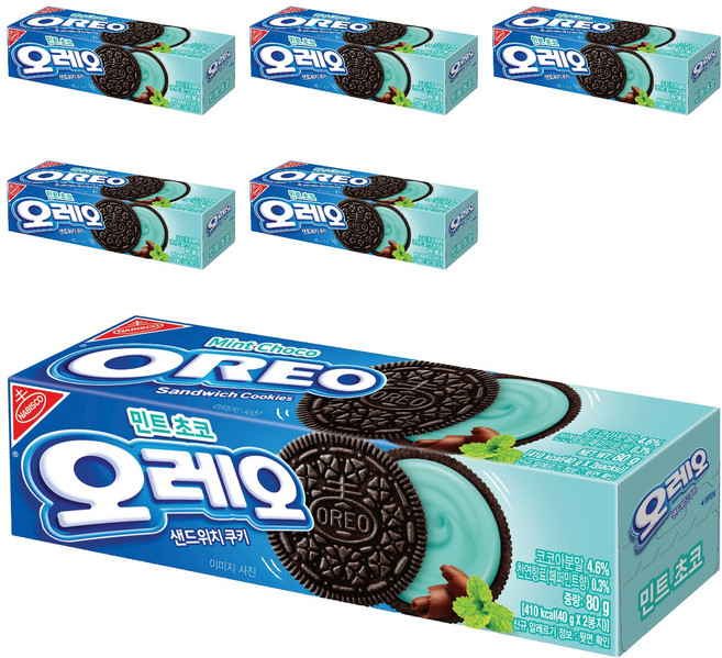 오레오 민트초코 샌드위치 쿠키, 80g, 6개
