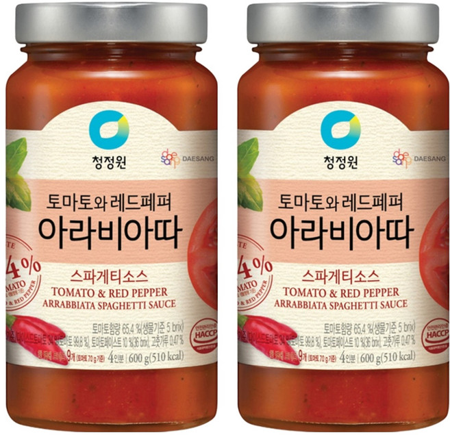 청정원 아라비아따 스파게티 소스, 600g, 2개
