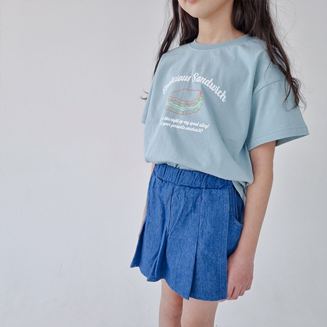 팬시 여아용 통기성 샌드위치 반팔 티셔츠