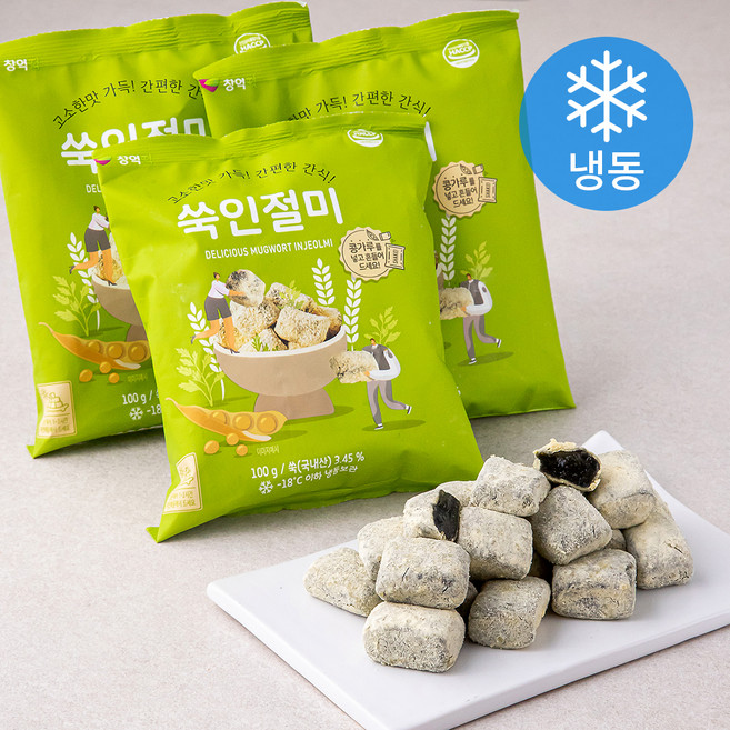 창억떡 쑥인절미 (냉동), 100g, 1개입, 3개