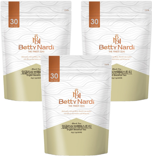 베티나르디 잉글리쉬 브렉퍼스트 티, 1.5g, 30개입, 3개