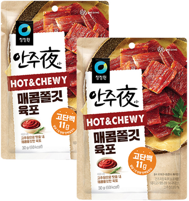 안주야 매콤쫄깃 육포, 30g, 2개