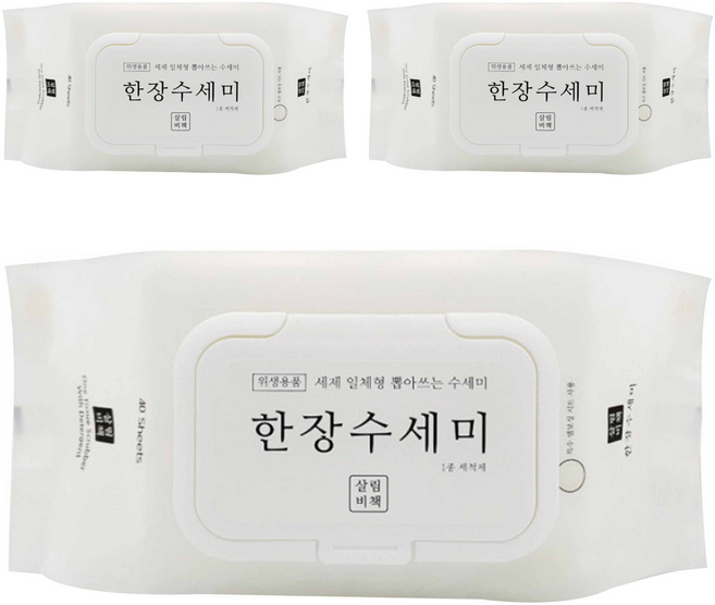 살림비책 일회용 뽑아쓰는 세제일체형 한장수세미, 40개입, 3개