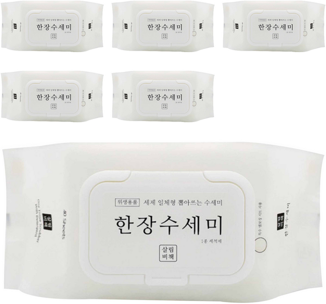 살림비책 일회용 뽑아쓰는 세제일체형 한장수세미, 40개입, 6개
