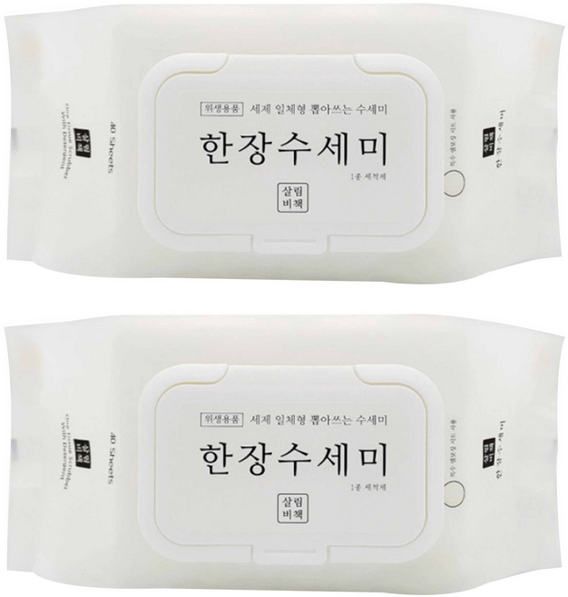 살림비책 일회용 뽑아쓰는 세제일체형 한장수세미, 40개입, 2개