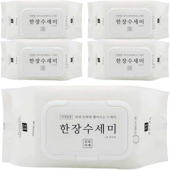 살림비책 일회용 뽑아쓰는 세제일체형 한장수세미, 40개입, 5개