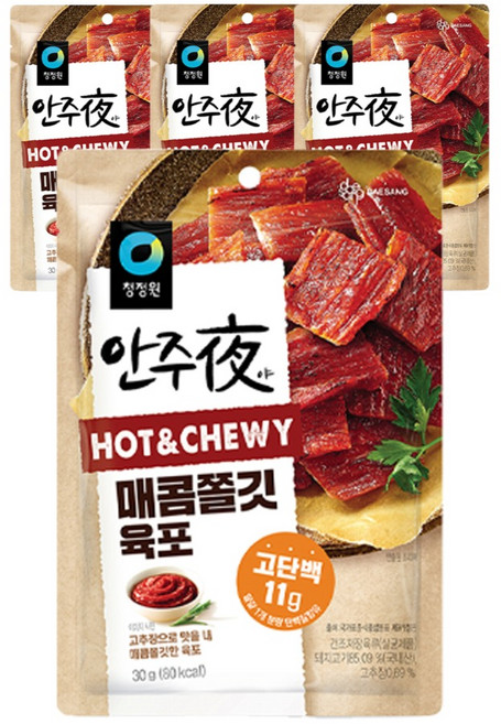 안주야 매콤쫄깃 육포, 30g, 4개