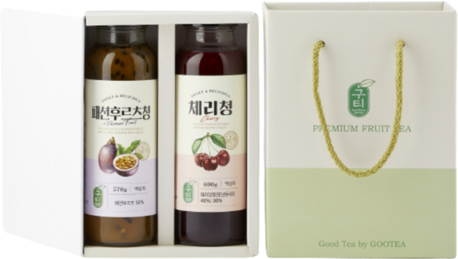 구티 패션후르츠청 570g + 체리청 600g 세트, 1세트