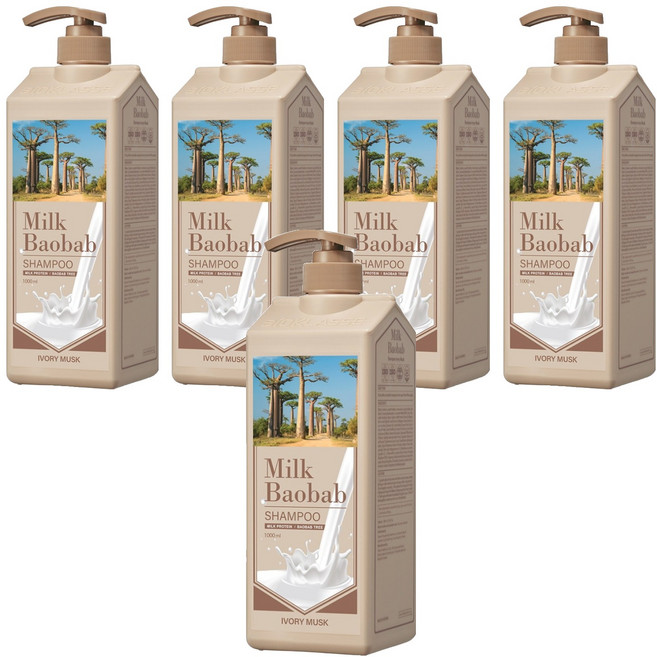 밀크바오밥 샴푸 아이보리머스크향, 1L, 5개
