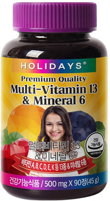 홀리데이즈 멀티비타민13 앤 미네랄6, 90정, 1개