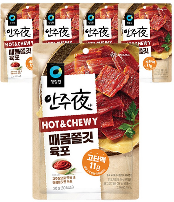 안주야 매콤쫄깃 육포, 30g, 5개