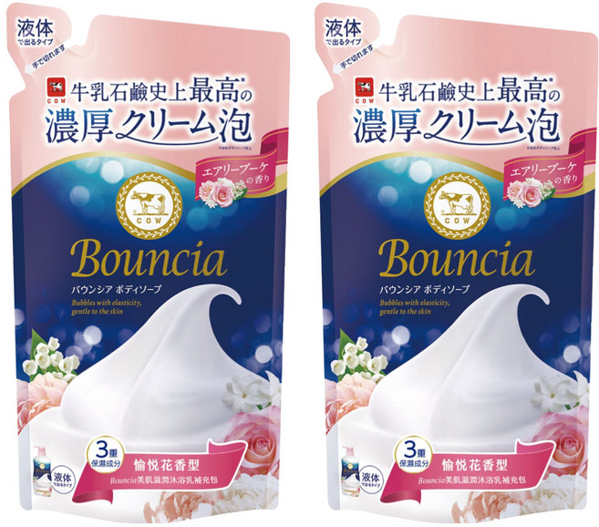 COW STYLE 牛乳石鹼 Bouncia 美肌滋潤沐浴乳補充包 愉悅花香, 360ml, 2包
