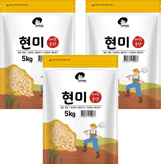 엉클탁 국산 현미, 5kg, 3개