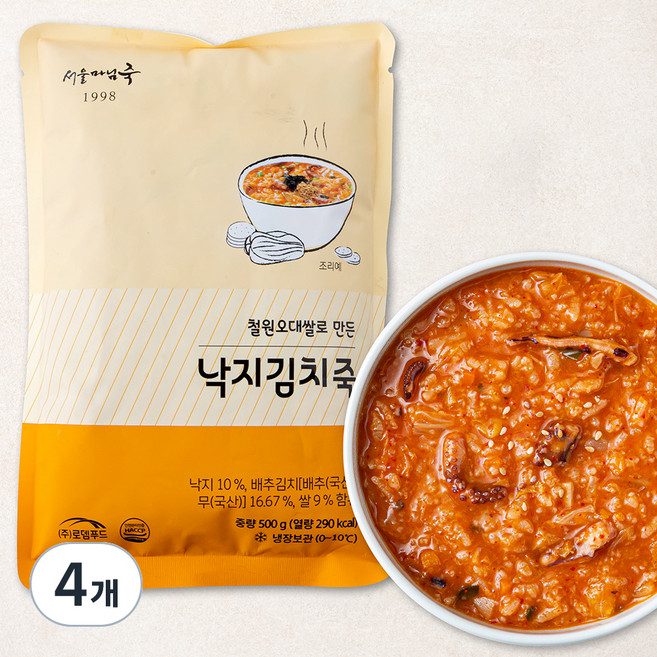 서울마님죽 낙지김치죽, 500g, 4개