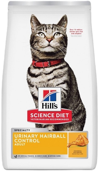 힐스사이언스다이어트 고양이 어덜트 기능성 사료, 유리너리+헤어볼, 1.58kg, 1개