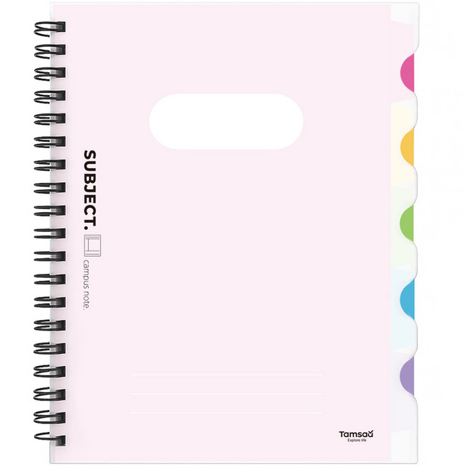 탐사 PP 커버 인덱스 서브젝트 노트, 화이트 반투명, 1개