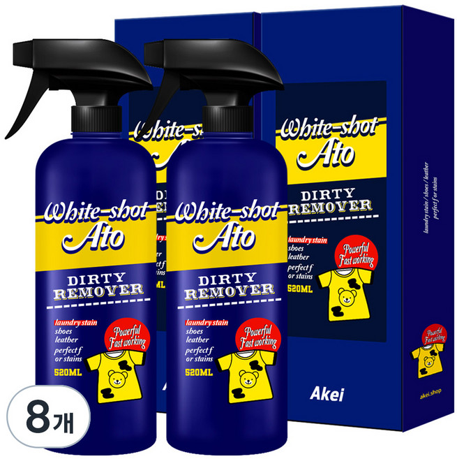아케이 리빙 화이트샷 아토 고농축 강력 얼룩제거제, 8개, 520ml