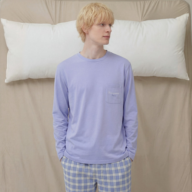 레노마 남성용 메리 체크 피치스판 9부 이지웨어 상하의 세트