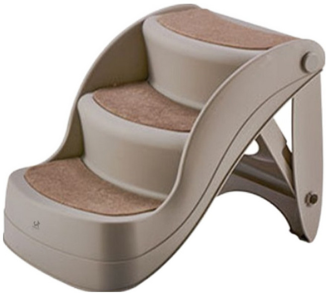 딩동펫 반려동물 래더 논슬립 3단 접이식 계단, 그레이, 1개