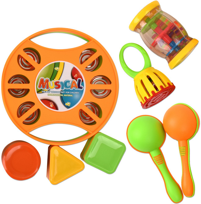 오즈토이 유아용 쉐이킹 딸랑이 악기 8p 세트, 혼합색상, 1세트