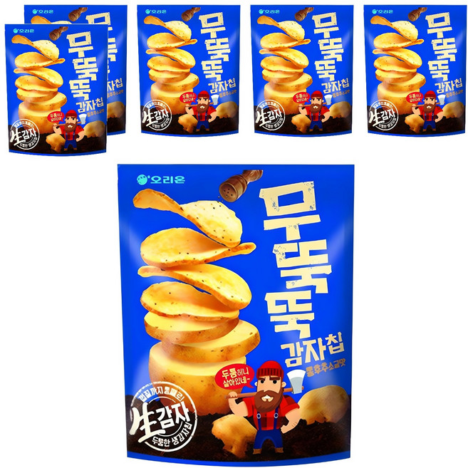 오리온 무뚝뚝감자칩 통후추 소금맛 과자, 60g, 6개