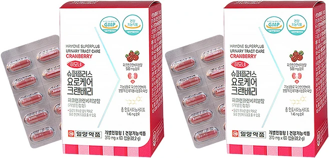 하모네 일양약품 슈퍼플러스 요로케어 크랜베리 22.2g, 60정, 2개 - 쿠팡