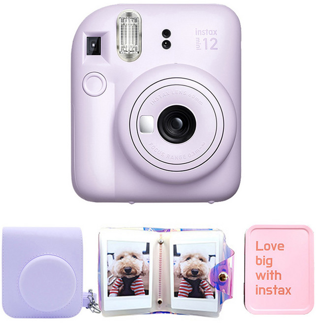 FUJIFILM 富士 instax mini 12 拍立得相機 + 專用相機包 + 單層相簿 + 鐵盒套組, mini12(丁香紫), 1套