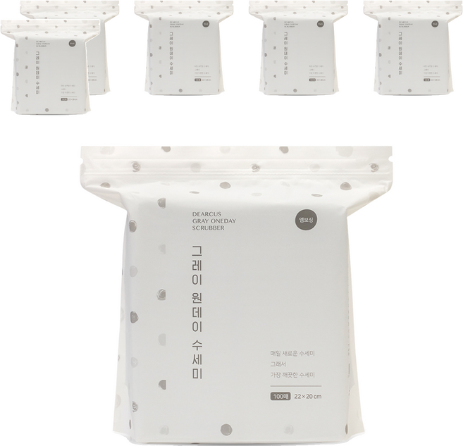 디어커스 원데이 수세미 엠보싱, 그레이, 100개입, 6개