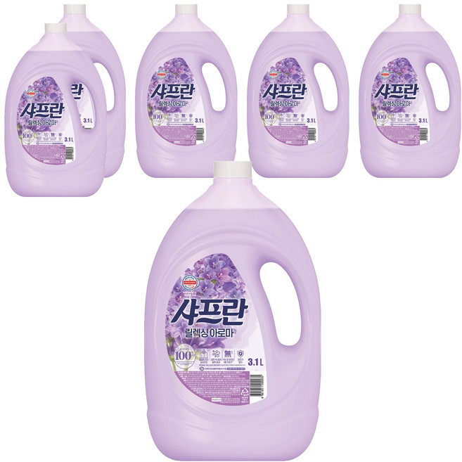 샤프란 플러스 섬유유연제 릴렉싱아로마 본품, 3.1L, 6개