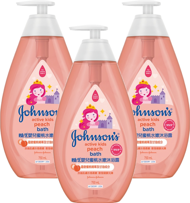 Johnson's 嬌生 嬰兒蜜桃水嫩沐浴露, 750ml, 3瓶