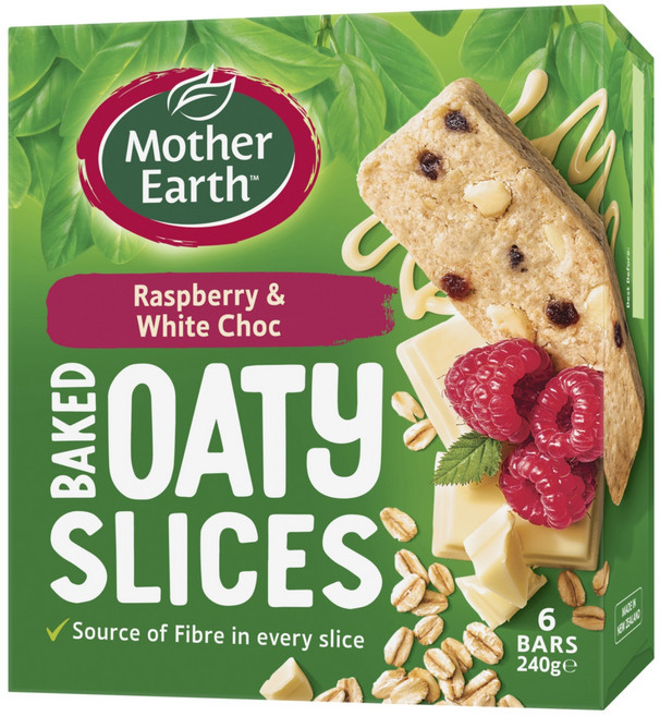 Mother Earth 烘焙燕麥棒 覆盆莓牛奶巧克力 6包, 240g, 1盒