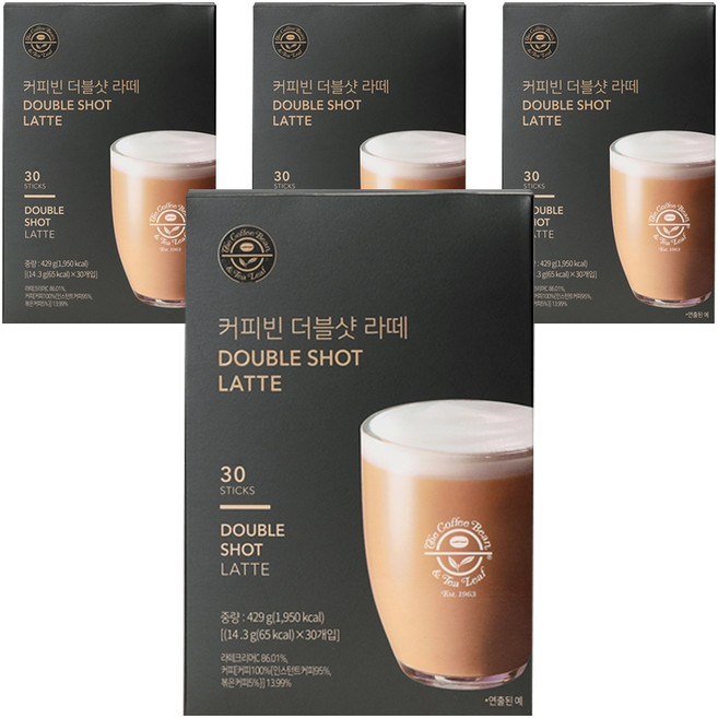 커피빈 더블샷 라떼 커피믹스, 14.3g, 30개입, 4개