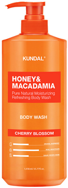 쿤달 허니 앤 마카다미아 퓨어 바디워시 체리블라썸, 1.058L, 1개
